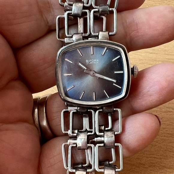 VINTAGE BIFORA 800 SILVER LADIES AUTOMATIC MECHANICAL WATCH UNIQUE BRACELET WORK main image 7